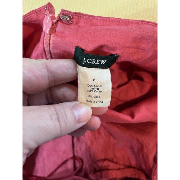 J Crew Womens Sz 8 Red Vintage Y2k Seersuck Cotton Fit & Flare Halter Midi Dress - Picture 9 of 9